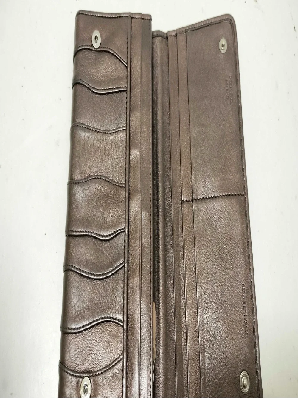 Prada Brown Leather Women's Wallet with Silver Logo
